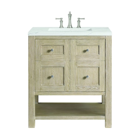 James Martin Vanities 30'' Single Vanity, Whitewashed Oak w/ 3 CM Ethereal Noctis Quartz Top 330-V30-WWO-3ENC